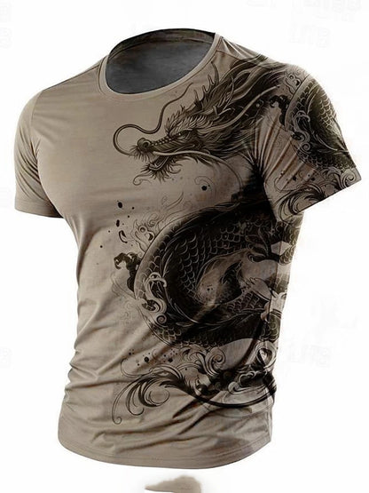 3D Dragon Print Men's T-shirt Summer Daily Casual Men's Street T-shirt Outdoor Sports Short Sleeve Urban Fashion Men's T-shirt
