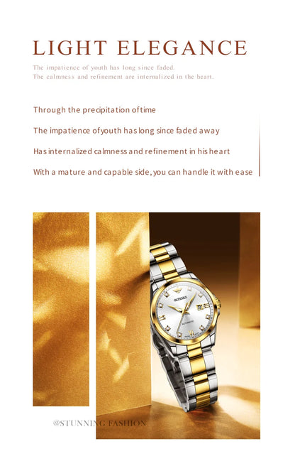 OUPINKE 3199 Real Diamond Automatic Watch for Women Sapphire Crystal Mirror 50M Waterproof Luxury Elegant Ladies Watch Set