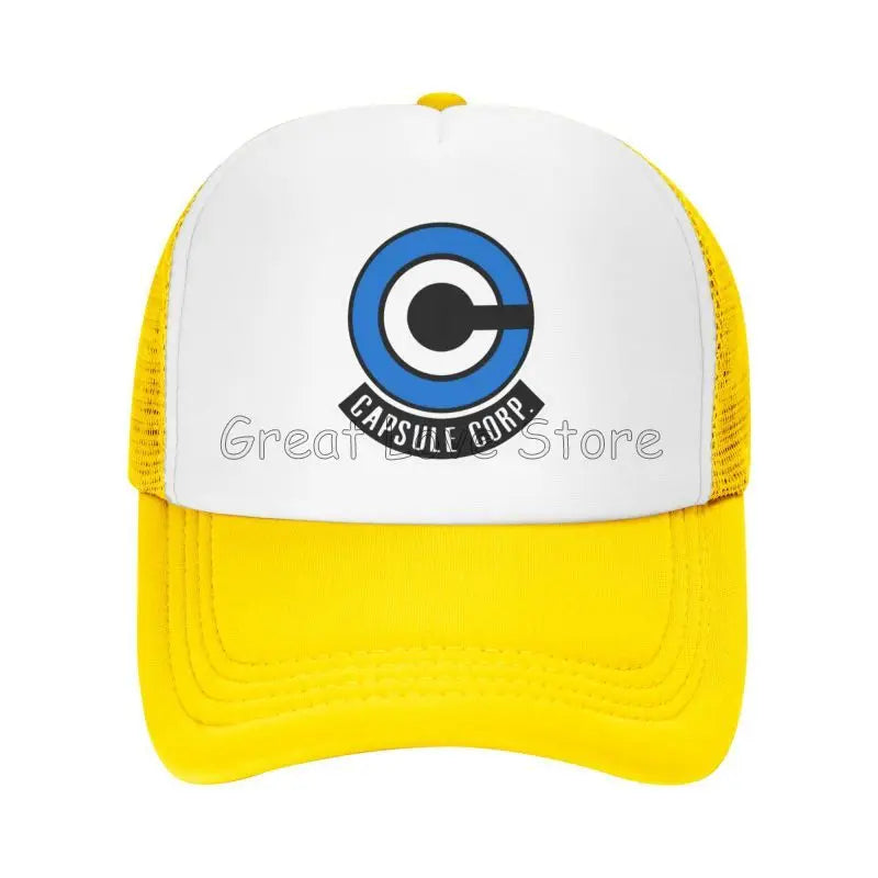 Capsule Corp Mesh-Baseballkappen Unisex-Hip-Hop-Trucker-Cap Anime DBZ Dad-Cap Verstellbare Rennkappe Sommer-Trucker-Snapback-Kappen
