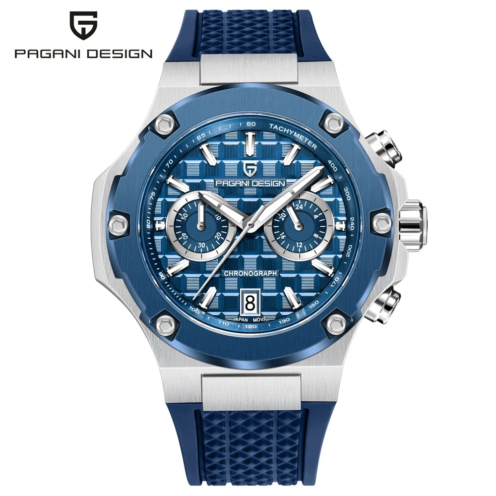 PAGANI DESIGN muški kvarcni satovi – luksuzni sportski kronograf, vodootporan, s luminescentnim kazaljkama i safirnim kristalom s antirefleksivnim premazom
