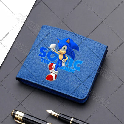Sonics Mens Purses Men Wallets Cartoon Anime Graphic Print Cute Purse Portable Large Capacity Card Packs Birthday Party Gifts
