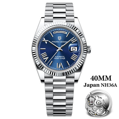 PAGANI DESIGN 2026 New Gold Green 40MM Date Week Men's Watches Automatic Watch Men AR Sapphire Glass NH36A Mechanical Wristwatch