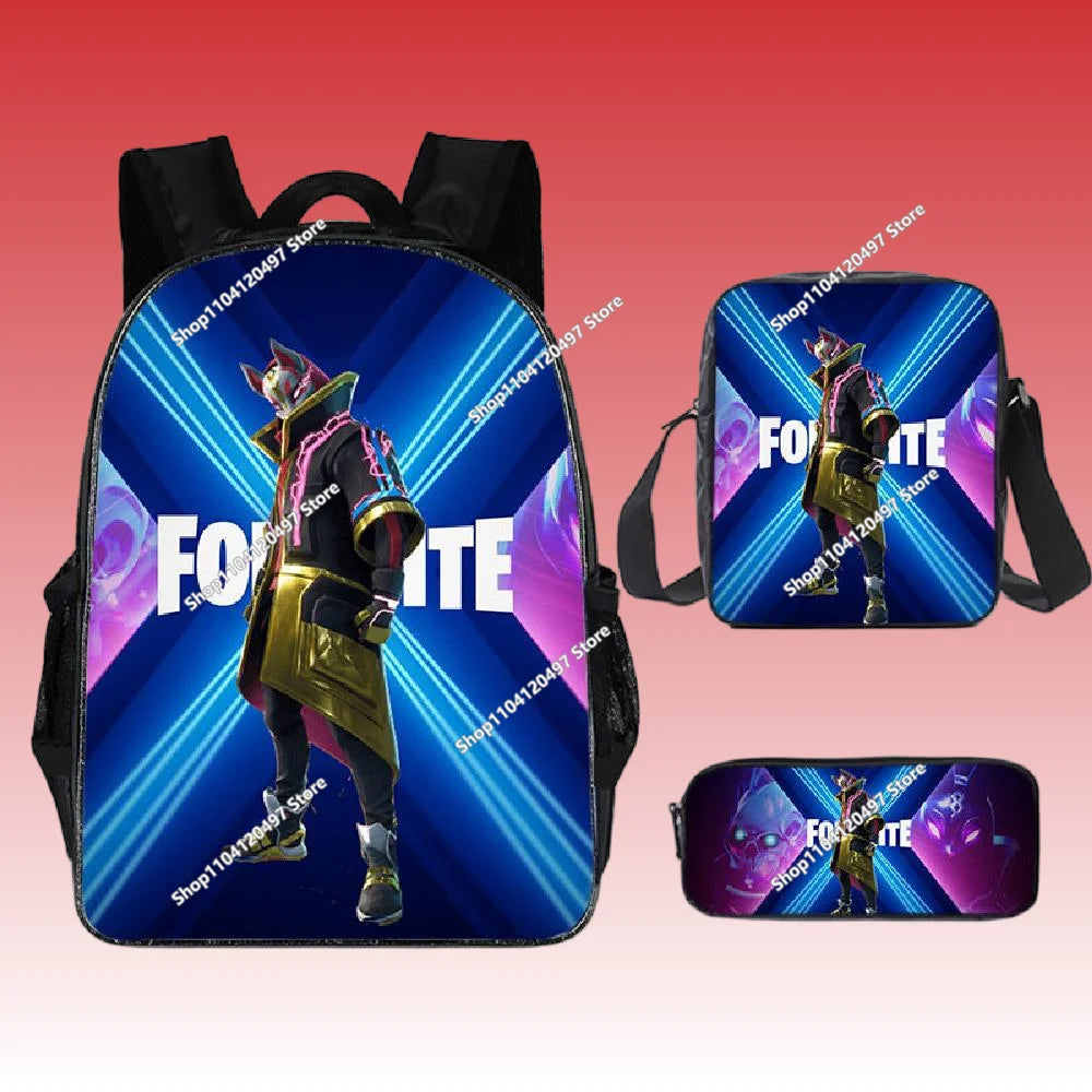 3pcs/set Fortnite Game Backpack Anime Cartoon Large Capacity Student School Bags Pencil Bag Kawaii Lunch Bag Birthday Gifts