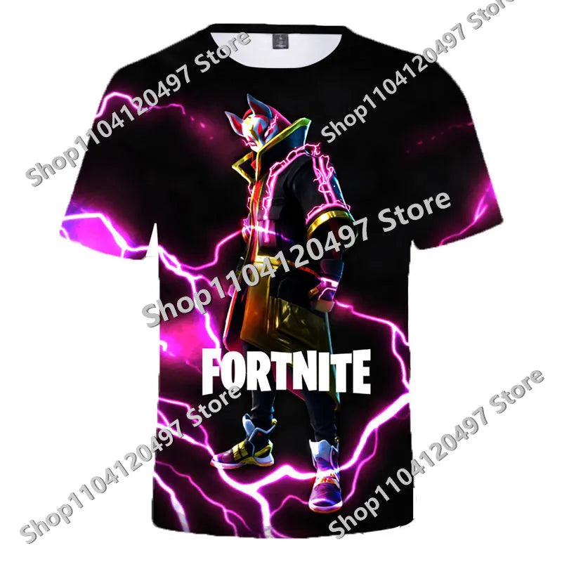 Japanese Anime Fortnite Summer T-shirt for Men and Women Battle Royale Short-Sleeved Casual Comfortable Loose Harajuku Streetwear