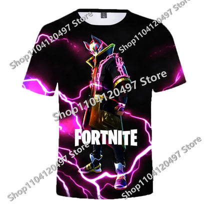 Japanese Anime Fortnite Summer T-shirt for Men and Women Battle Royale Short-Sleeved Casual Comfortable Loose Harajuku Streetwear