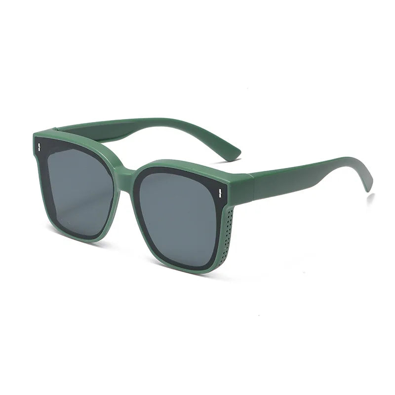 Fashion Square Polarized Sunglasses Cover Over Myopia Prescription Glasses Portable Men Women Vintage Fishing Driving Eyewear ﻿