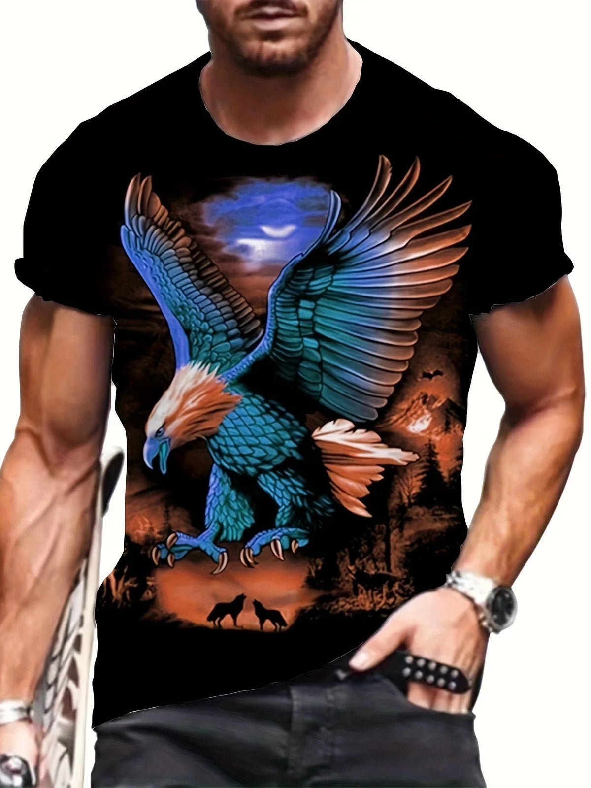 Fashion Eagle T-shirts met print Luxe T-shirt Zomer T-shirts voor heren Casual tops T-shirt met korte mouwen 3D-print Herenkleding