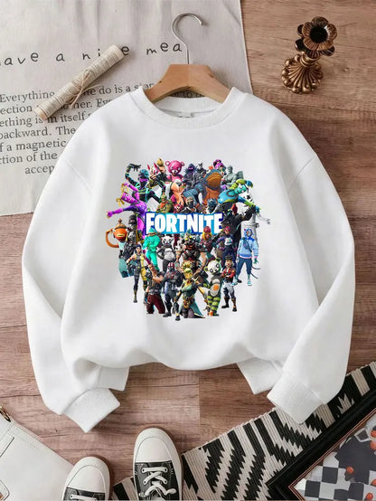 Fortnite Series Kids Sweatshirts Trendy Boys Girl Long Sleeves Pullover Tops Autumn Winter Cartoon Child Clothes Birthday Gifts