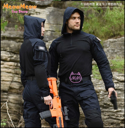 Call of Duty Ghost Cosplay Tactical Suit Combat Camo Uniform Black Blue Military Training Game Style Coat Halloween Party Outfit