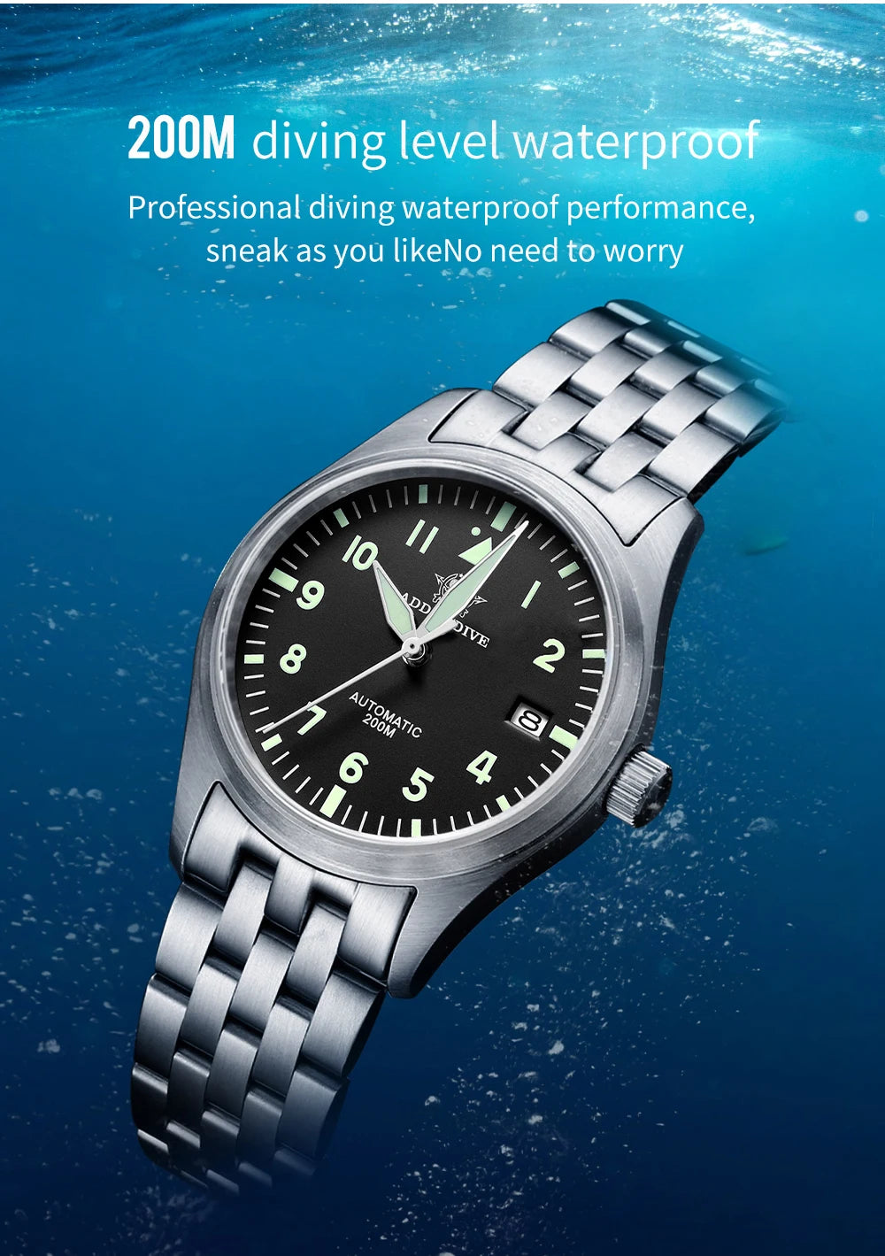 ADDIESDIVE Watch For Men MY-H2 Stainless Steel Classics Mechanical Watches NH35 200m Diving Luminous Analog Watch Reloj Hombre