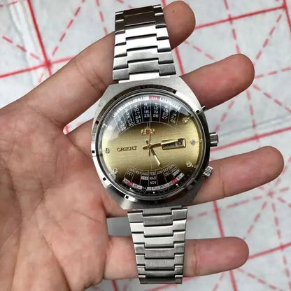 ORIENT Double Lion Men's Auto Mechanical Watch Perpetual Calendar Multi-Function Stainless Steel Band Luminous Japan Movt