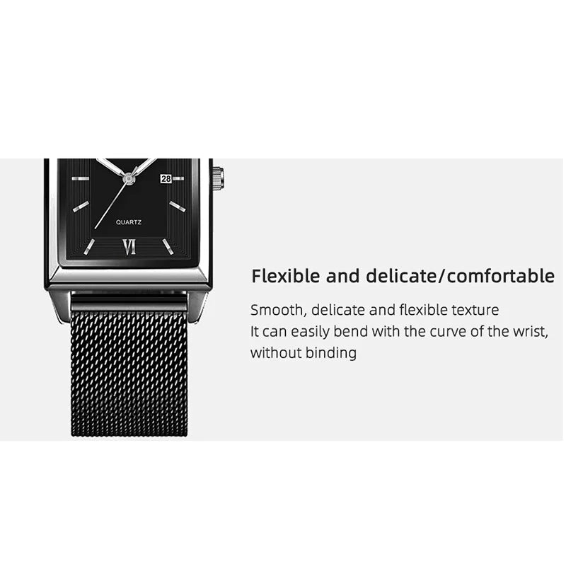 Fashion Watches for Men Luxury Rectangle Stainless Steel Men's Quartz Wristwatch Business Man Watch Clock Gift relogio masculino