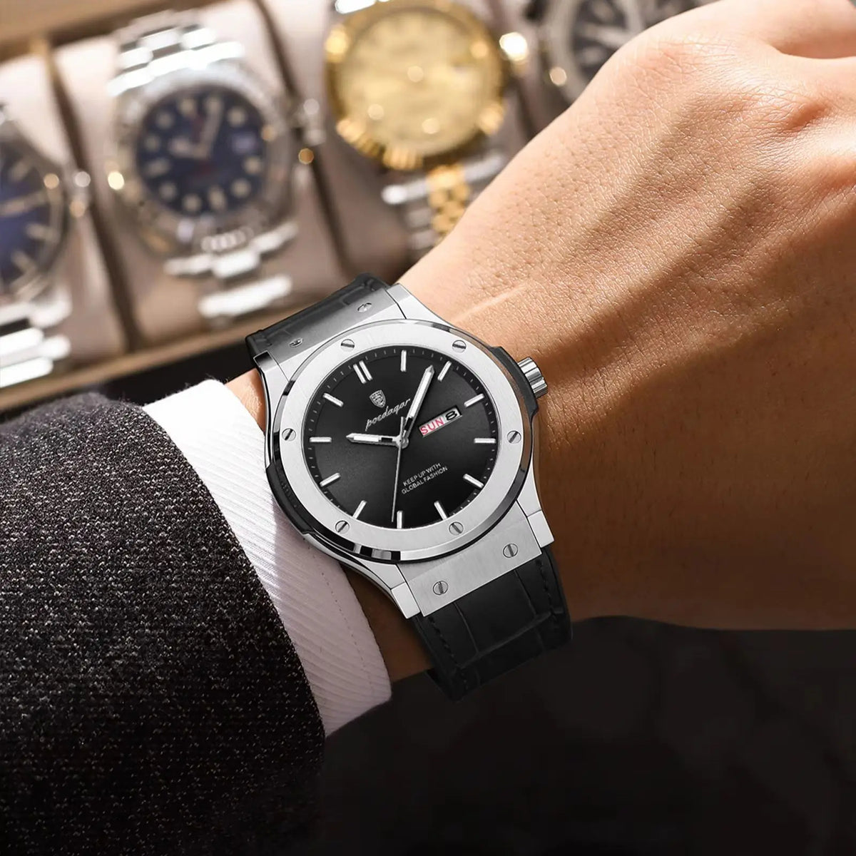 Orologio da uomo POEDAGAR – Modello originale, stile professionale, impermeabile, cinturino in silicone, indicazione di data e giorno, movimento al quarzo, orologio di lusso alla moda.