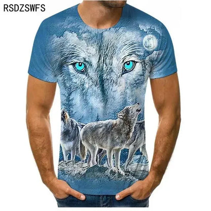 3D Fierce Animal Printed Men's Clothing Casual Fashion Wolf Pattern Short Sleeve Pullover Outdoor Daily Trend T-shirts For Men