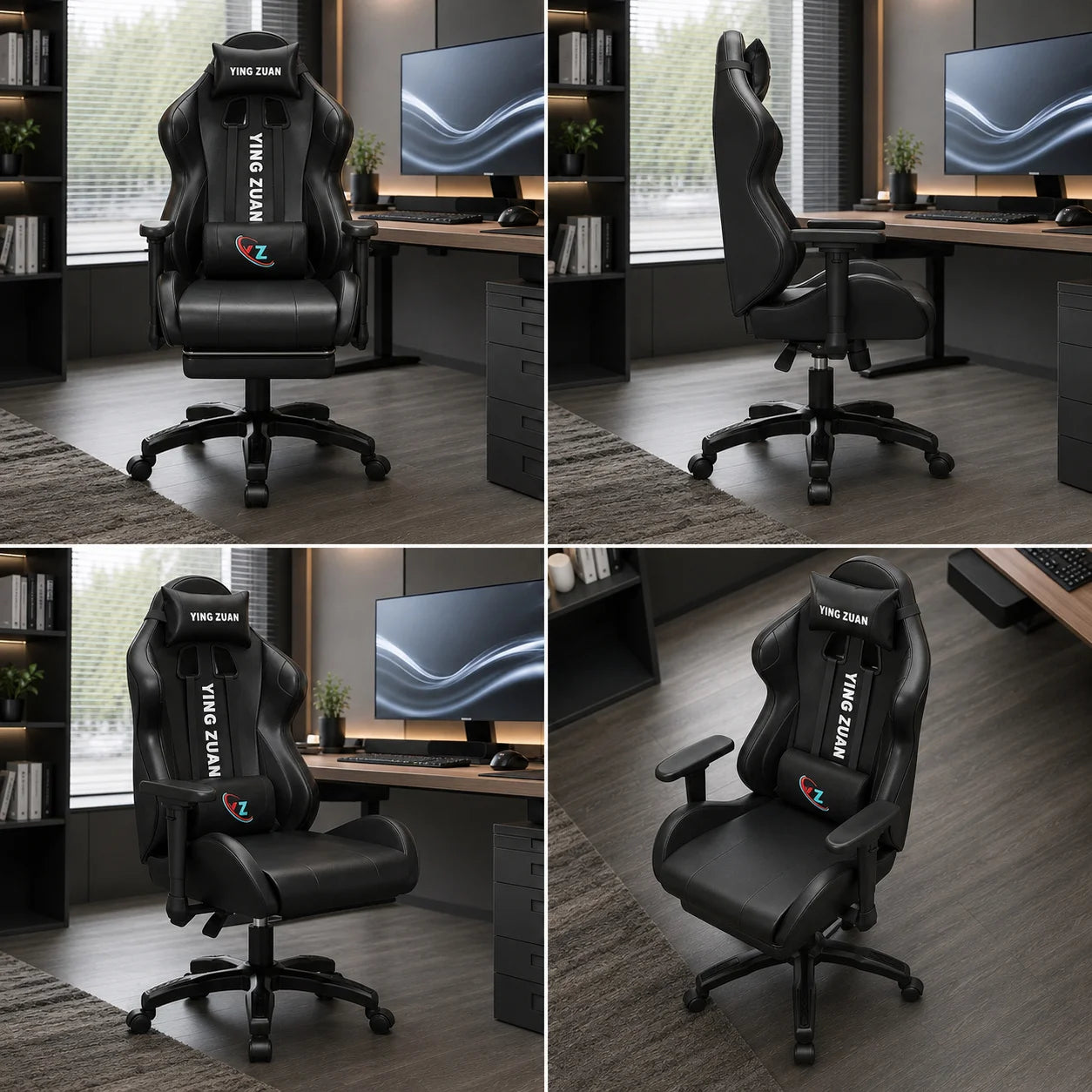 AOLIVIYA Ergonomic Gaming Chair with Footrest, Reclining Computer Chair, 3D Adjustable Armrests, Lumbar Support Seat for Home Office