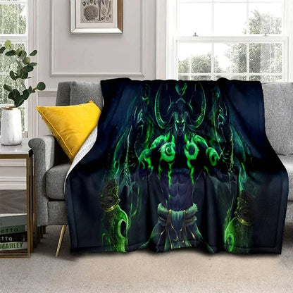 3D World of Warcraft Game WOW Lich King DH Blanket,Soft Throw Blanket for Home Bedroom Bed Sofa Picnic Travel Office Cover Kids