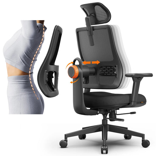 NEWTRAL Ergonomic Office Chair with Auto-Following Backrest, Adaptive Lumbar Support, Adjustable Headrest, 3D Armrests & Reclining Mesh Computer Chair