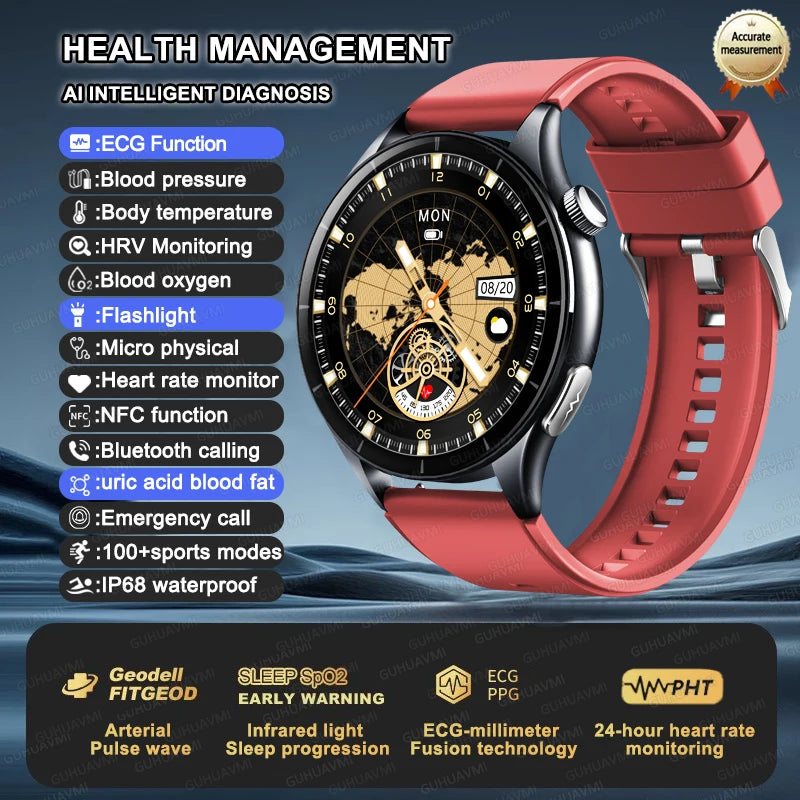 For XIAOMI 2025 New ECG+PPG Smartwatch Precise Uric Acid Blood Lipids Pressure Body Analysis Smart Watch Men BT Call NFC Watches