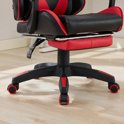 Ergonomic Racing Gaming Chair with Lumbar Support, Massage Function, Footrest, Reclining Leather Gaming Chair for Office & PC Gaming