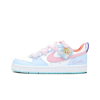 Custom Sneakers Nike Court Borough Whale Heart & Bear Candy Wrapper Sweet, Gentle & Playful Women's Skateboarding Sneakers