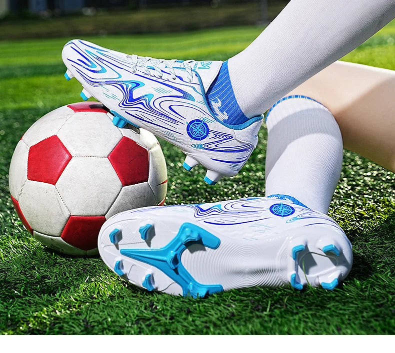 Chaussures de football pour hommes, chaussures de terrain professionnelles, crampons FG/TF pour entraînement sur gazon, chaussures de futsal, baskets de football antidérapantes, chaussures à crampons pour cheville, pointur