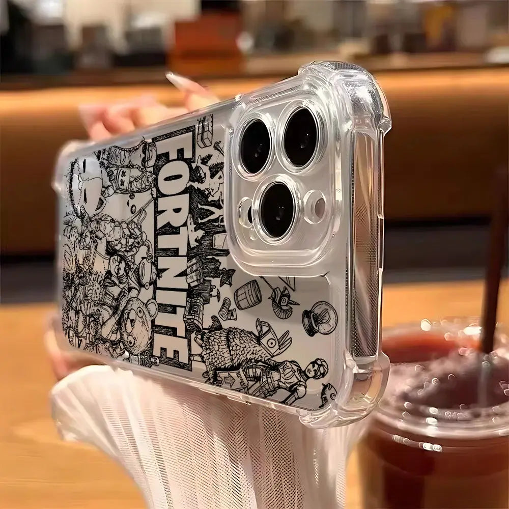Fortnite Gaming-Handyhülle für Samsung Galaxy S26 S25 S24 S23 S22 S21 S20 Edge FE Ultra Plus 4G 5G – stoßfeste transparente TPU-Schutzhülle