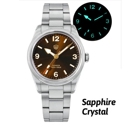 Watchdives WD1960S V2 36Mm Vintage Cream Man Watches VH31 Sweep Seconds Quartz Watch Bubble K1 Sapphire Luminous Stainless Steel
