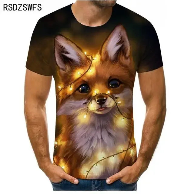 3D Fierce Animal Printed Men's Clothing Casual Fashion Wolf Pattern Short Sleeve Pullover Outdoor Daily Trend T-shirts For Men