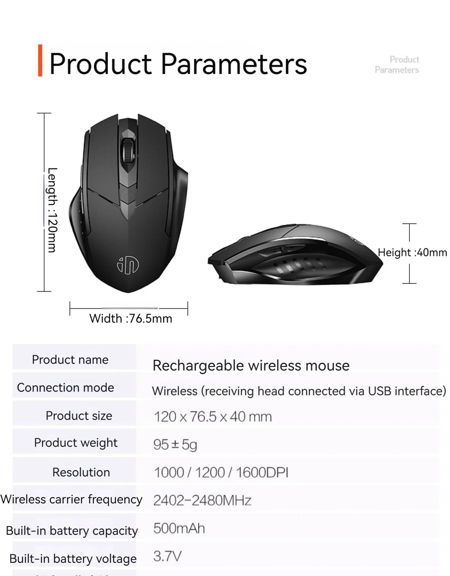 Inphic F1  2.4G BluetoWireless Mouse Office Silent Mouse  Rechargeable 6 Efficient Buttons Gaming Mouse For  Laptop Tablet PC