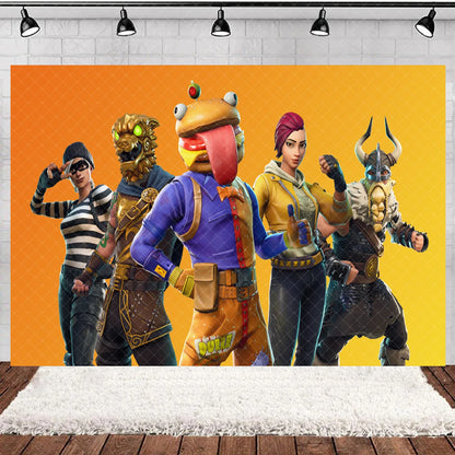 Fortnite Theme Happy Birthday Party Decoration Backdrop Shooting Game Alpaca Llama Supplies Background Baby Shower Kid Gifts