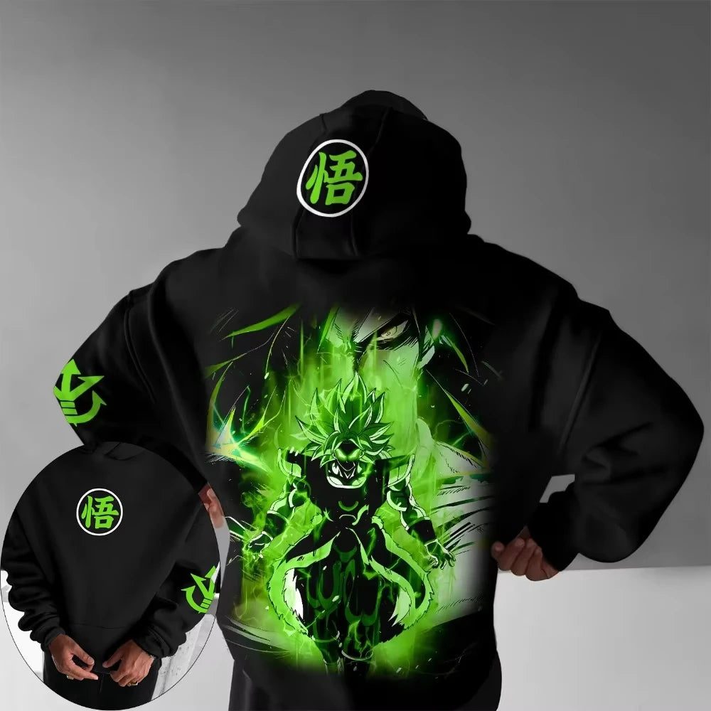 Dragon Ball Anime Broly Printed Hoodie Autumn/Winter New Men's and Women's Loose Casual Harajuku Large Size Parent Child Sweater