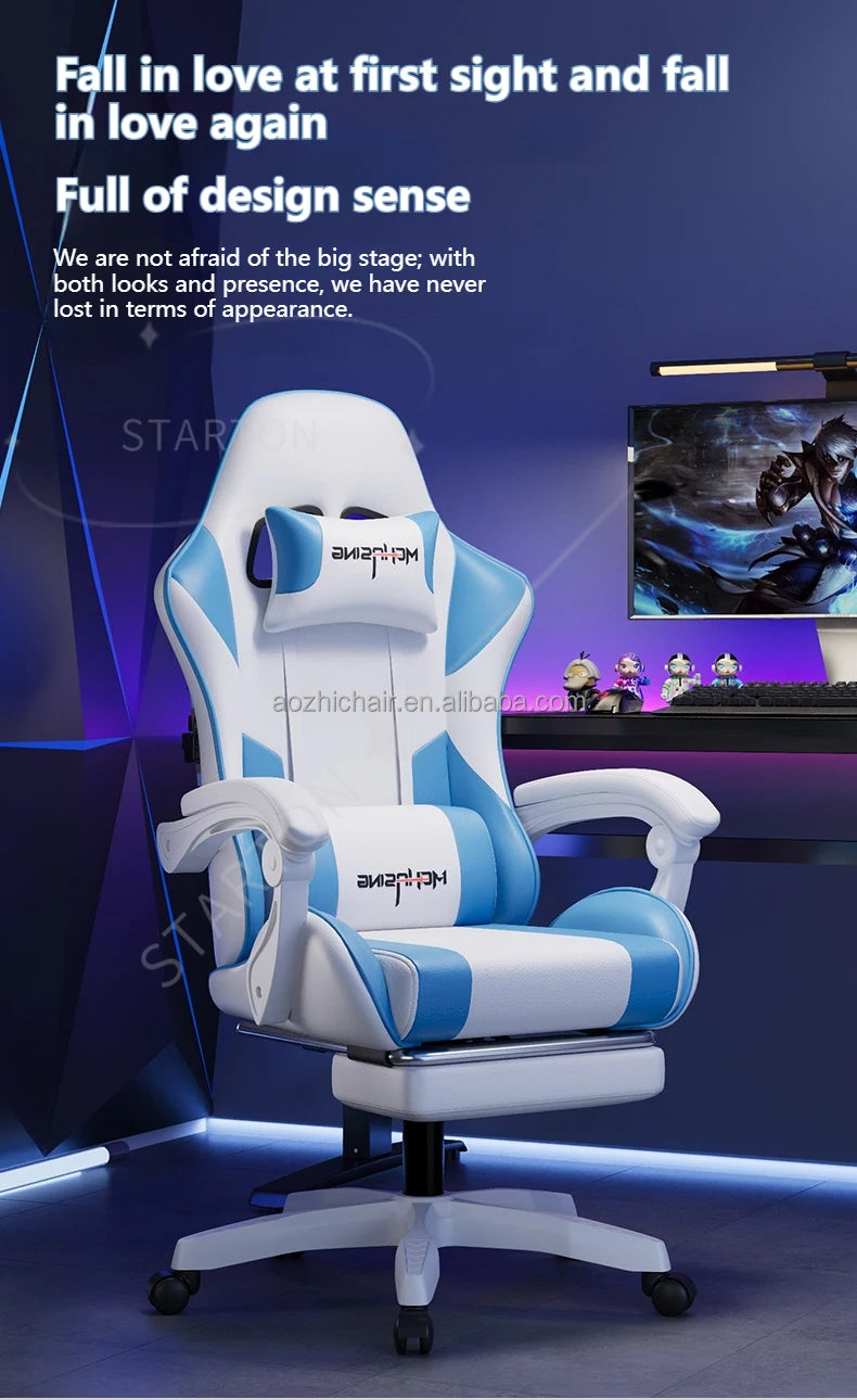 Ergonomisk gamingstol i moderne design med drejefunktion til kontor og hjem, e-sport-gamingstol med hjul, roterende computer-gamingstol