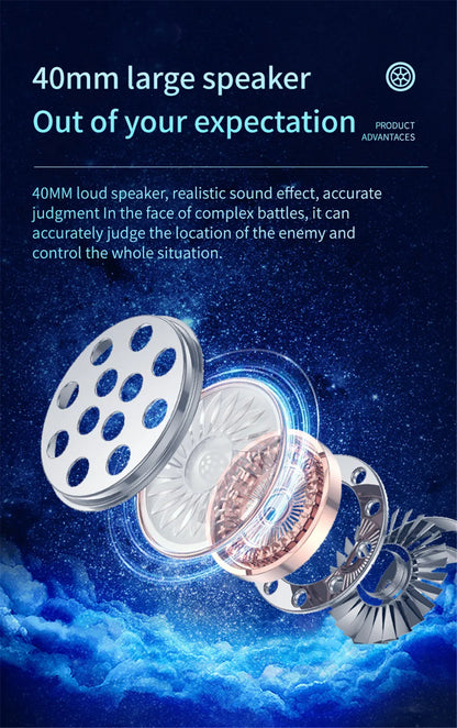 20 H Play Bluetooth Headphones with Large Earmuffs Wireless Earphones with Bass Noise Cancelling and Mic TF-card Support Helmet