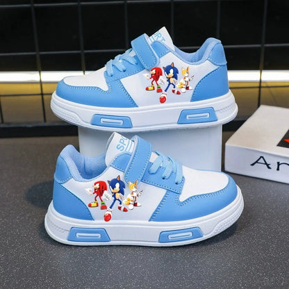 Sonic Fashion Sport Shoes PU Leather Sneakers Soft-soled Student Sneakers Tennis Shoes