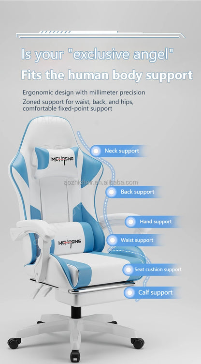 Ergonomisk gamingstol i moderne design med drejefunktion til kontor og hjem, e-sport-gamingstol med hjul, roterende computer-gamingstol