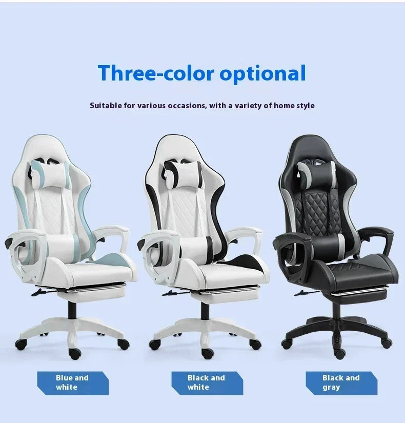 Ergonomic Racing Gaming Chair with Footrest, Reclining PU Leather Gaming Chair for Home Office, Computer Desk & Living Room