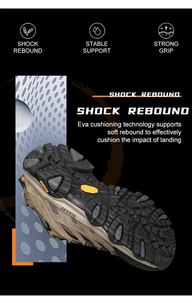 HIKEUP Hiking Shoes for Men, Designer Climbing Trekking Sneakers, Leather Outdoor Sports Work Shoes, Running Shoes