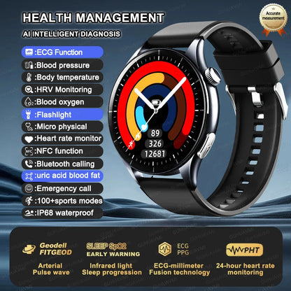For XIAOMI 2025 New ECG+PPG Smartwatch Precise Uric Acid Blood Lipids Pressure Body Analysis Smart Watch Men BT Call NFC Watches