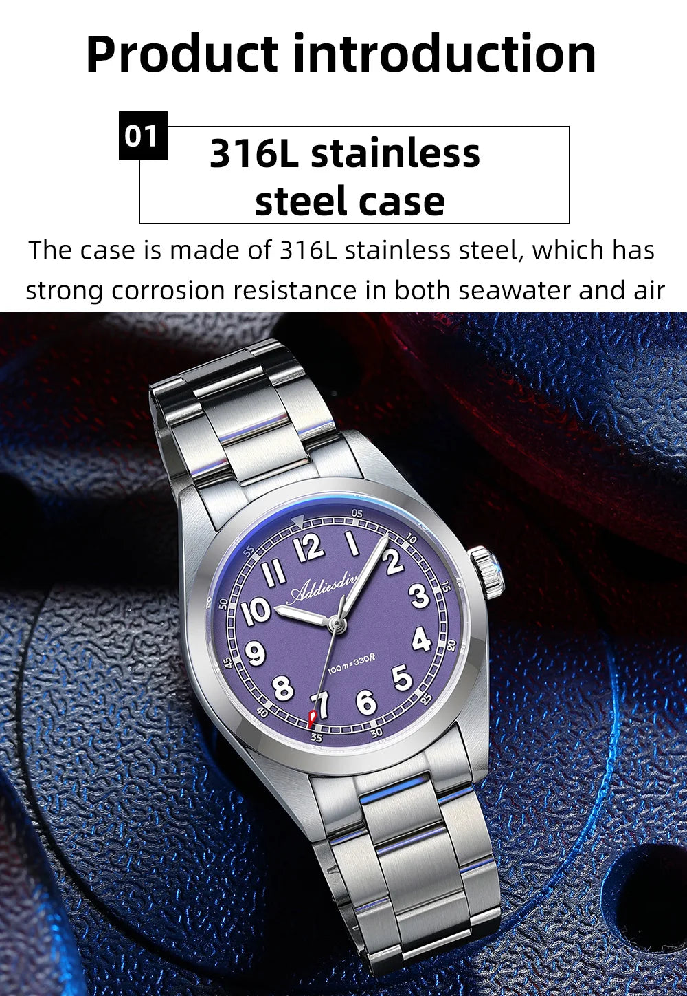 ADDIESDIVE 2026 New Men's Luxury Quartz Watch 100m Water Resistance Sapphire Crystal Japanese Movement BGW9 Blue Lume AD2521