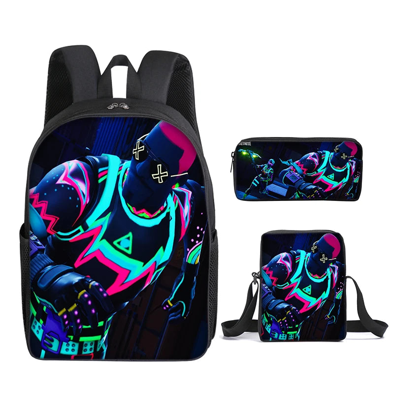 3pcs/set Fortnite Game Backpack Anime Cartoon Large Capacity Student School Bags Pencil Bag Kawaii Lunch Bag Birthday Gifts