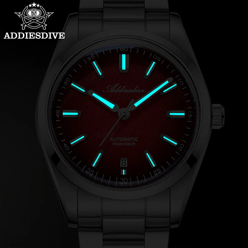 ADDIESDIVE New 2026 Luxury Men's Mechanic Quartz Analog Watch Super Luminous Steel Watch 10Bar Bubble Glass Personalized Watches