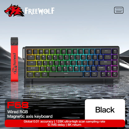 FREEWOLF F68 F68PRO Magnetic Gaming Keyboard Mechanical Wired for Pro Gaming 0.01mm Rapid Trigg 8000Hz SOCD/RS 0.1ms 128K Rate