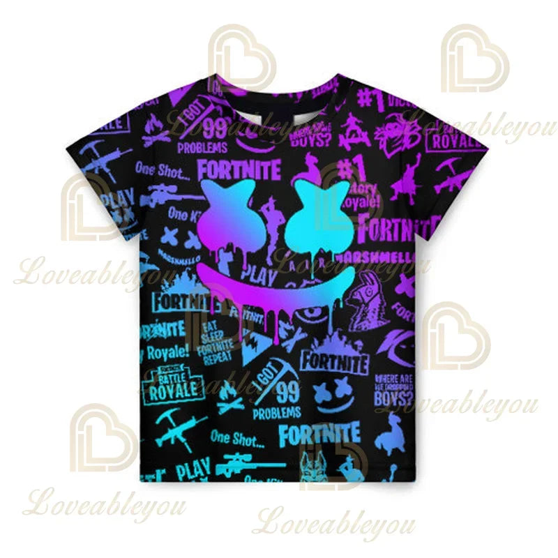Battle Royale T-shirt Fortnite T Shirt Victory Cartoon Tops Teen Clothes Kids Hero Game Fortress Night 3D Boys Girls Tshirt