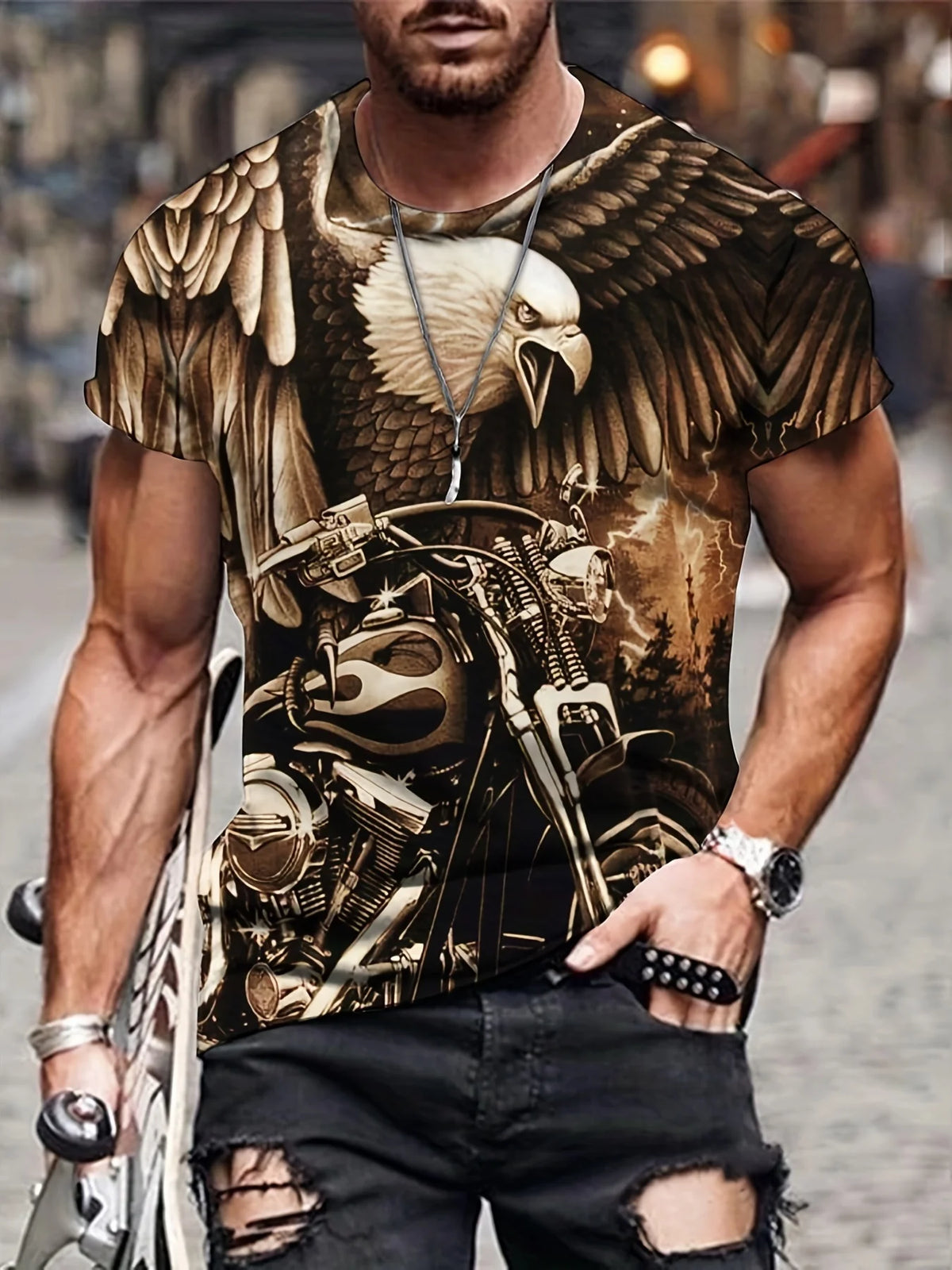 Fashion Eagle T-shirts met print Luxe T-shirt Zomer T-shirts voor heren Casual tops T-shirt met korte mouwen 3D-print Herenkleding