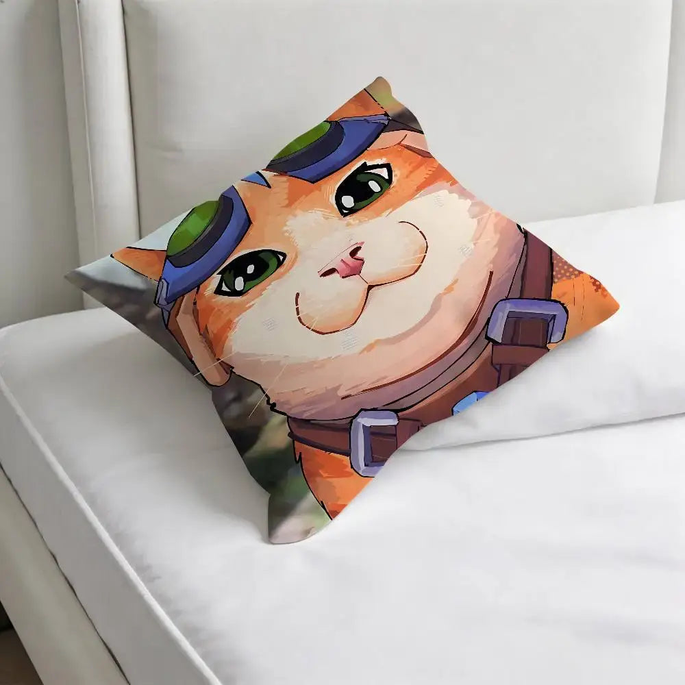 Jetpack Cat O-Overwatch Game Square Pillow Case Soft Decorative Throw Pillow Cover for Home Sofa Bed