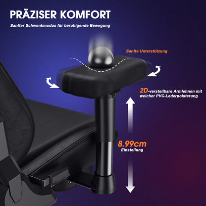 GC-RC03 Ergonomic Gaming Chair with Massage & Heating, 175° Reclining Computer Chair, Lumbar Support Office Chair with Footrest