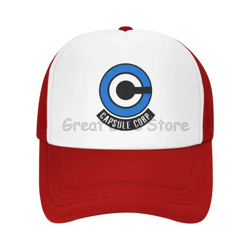 Capsule Corp Mesh-Baseballkappen Unisex-Hip-Hop-Trucker-Cap Anime DBZ Dad-Cap Verstellbare Rennkappe Sommer-Trucker-Snapback-Kappen