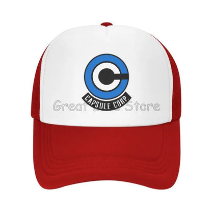 Capsule Corp Mesh-Baseballkappen Unisex-Hip-Hop-Trucker-Cap Anime DBZ Dad-Cap Verstellbare Rennkappe Sommer-Trucker-Snapback-Kappen