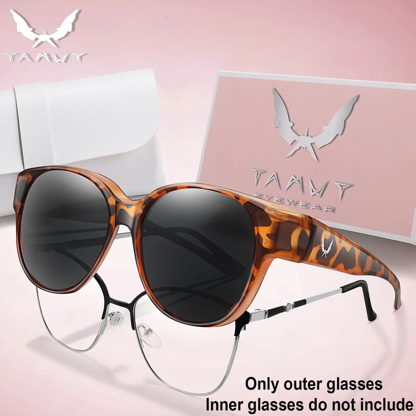 Over Glasses with Box Cover Over Myopia Eyeglasses Unisex Round Shades with UV protection Outdoor Sports Fishing Hiking Cycling