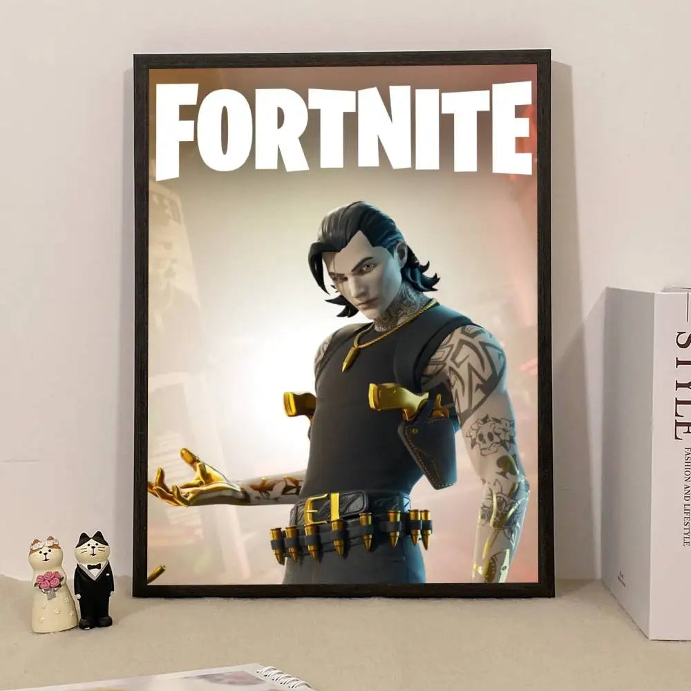 Poster de Jogo F-Fortnite Surpresa — Decoração de Casa, Quadro de Parede para Escritório e Sala de Estar